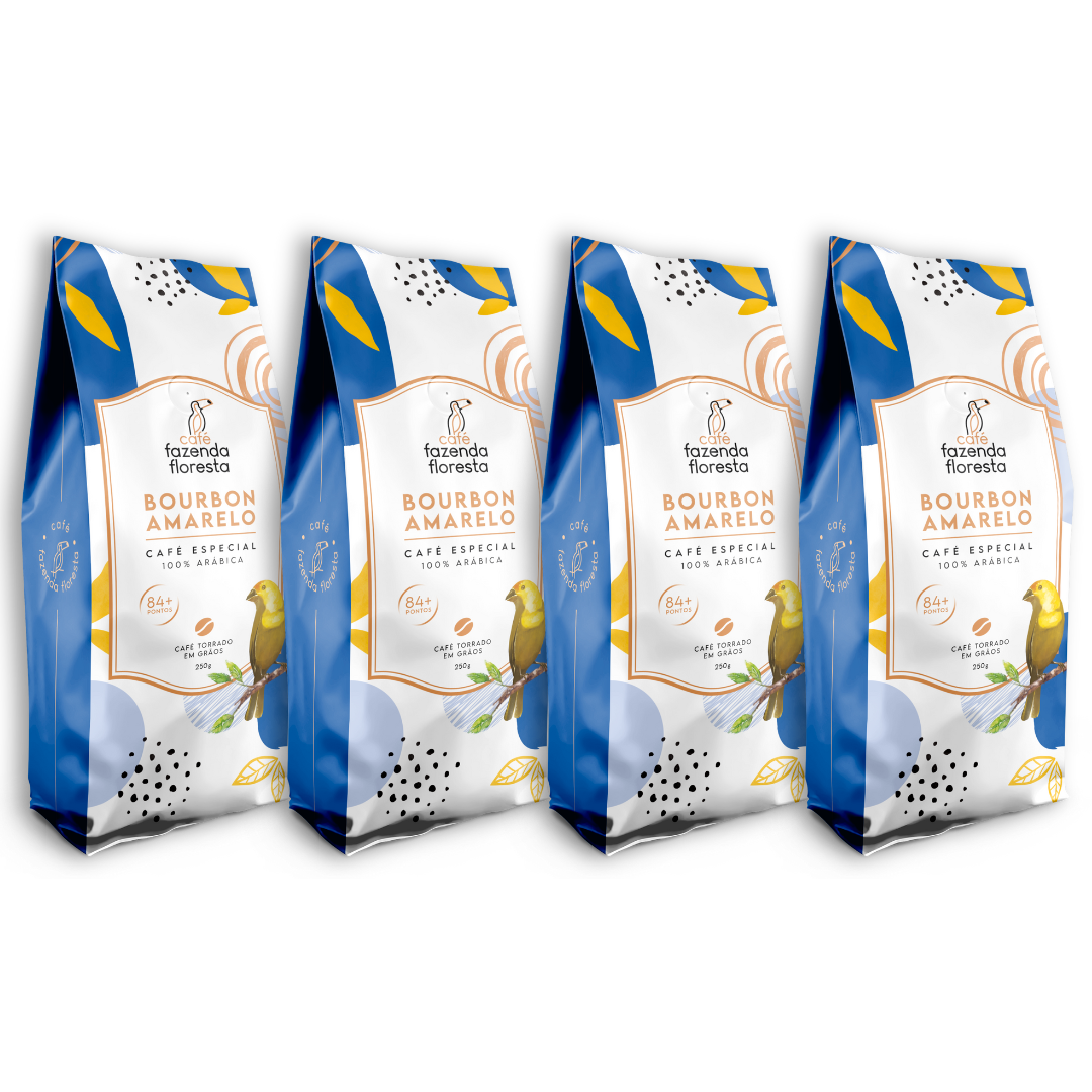 KIT café especial em grãos — Bourbon Amarelo 4 pacotes - 250g | Café Fazenda Floresta