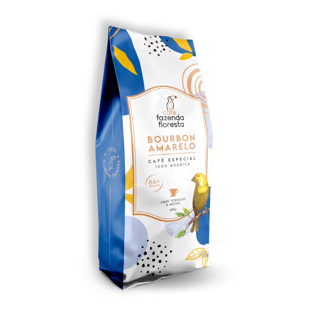 KIT Barista Bourbon Amarelo (Café Moído 250g/Caneca Canário/Filtro de papel/Porta filtro)