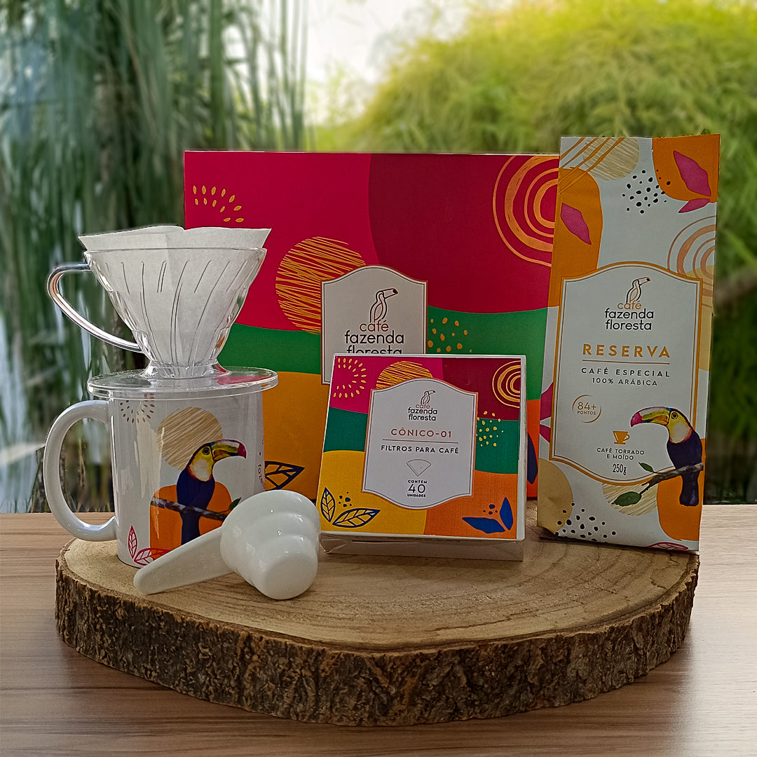 KIT Barista Reserva (Café Moído 250g/Caneca Tucano/Filtro de papel/Porta filtro)