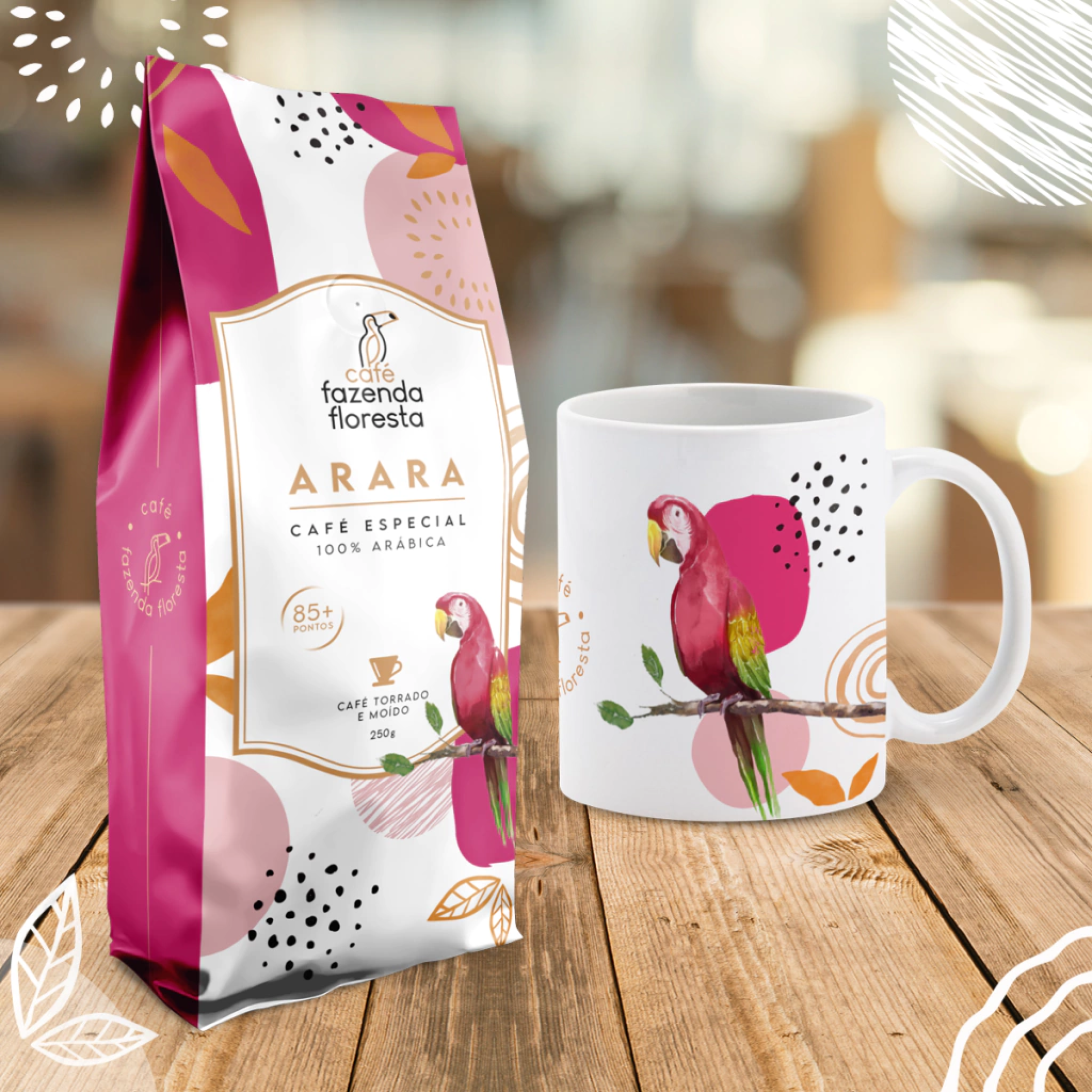 KIT café especial moído — Arara 250g + caneca 325ml | Café Fazenda Floresta