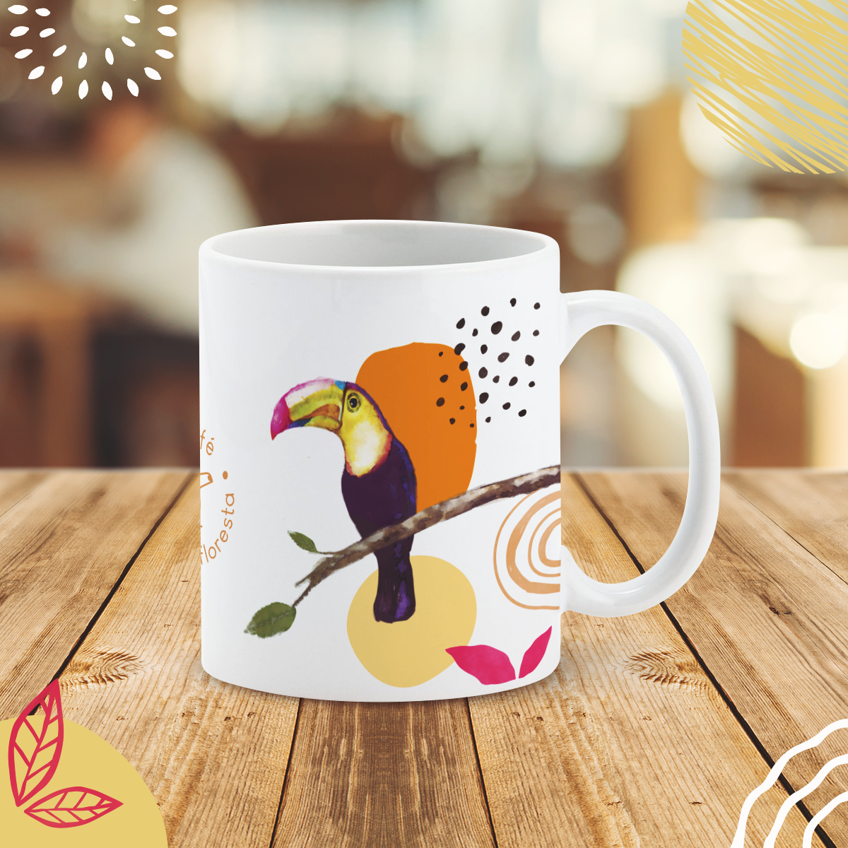 Caneca Tucano - Café Fazenda Floresta - Coleção Pássaros - 325ml