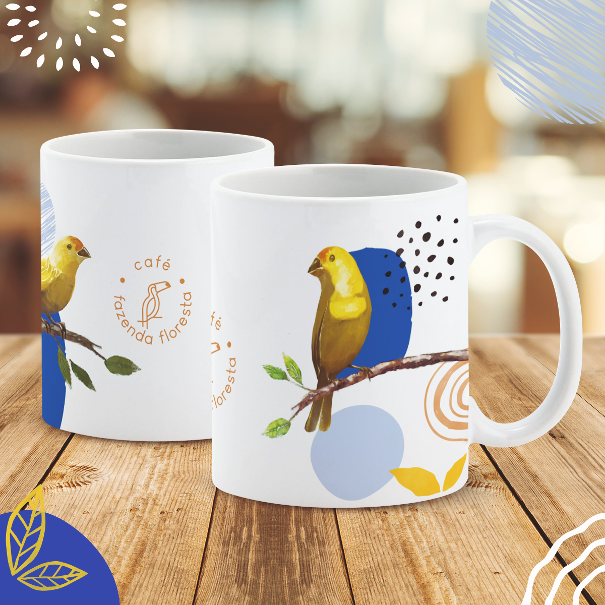 Caneca Canário - Café Fazenda Floresta - Coleção Pássaros - 325ml