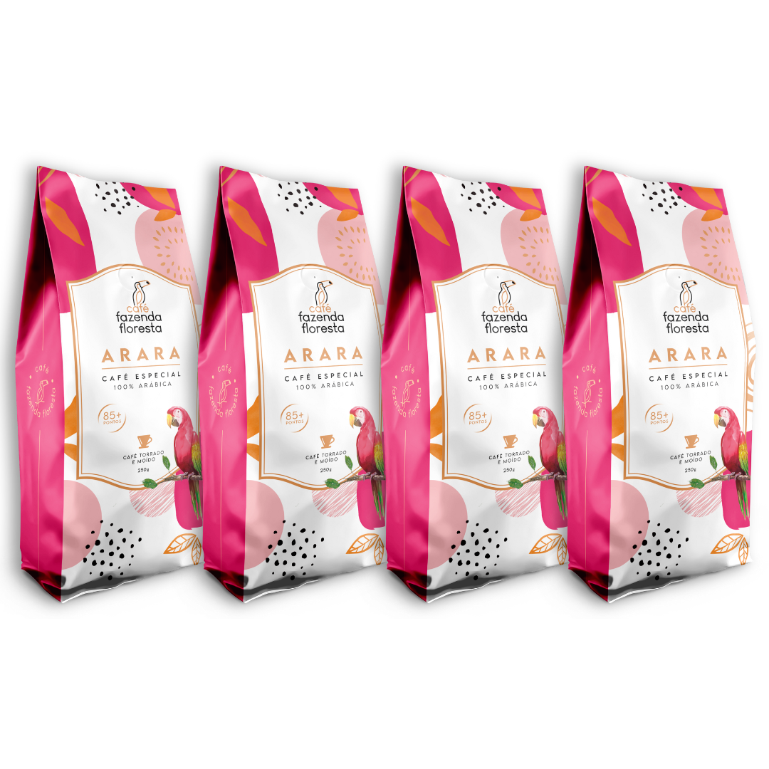 KIT café especial moído — Arara 4 pacotes - 250g | Café Fazenda Floresta