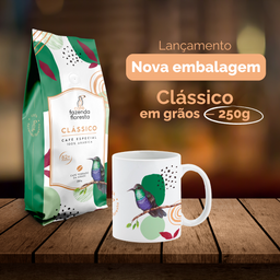 KIT café especial em grãos — Clássico 250g + caneca 325ml | Café Fazenda Floresta