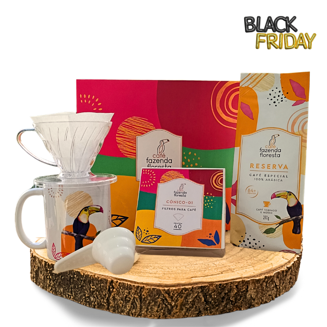 KIT Barista Reserva (Café Moído 250g/Caneca Tucano/Filtro de papel/Porta filtro)