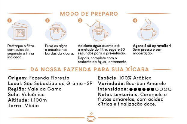 Drip Coffee Bourbon Amarelo 10 unidades | Café Fazenda Floresta