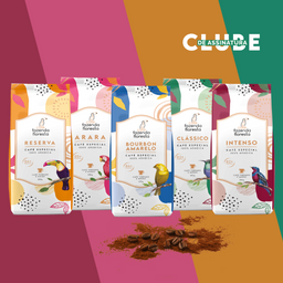 ASSINATURA KIT cafés especiais moído — 5 pacotes 250g - 1 Clássico / 1 Reserva / 1 Arara / 1 Bourbon Amarelo / 1 Intenso | Café Fazenda Floresta